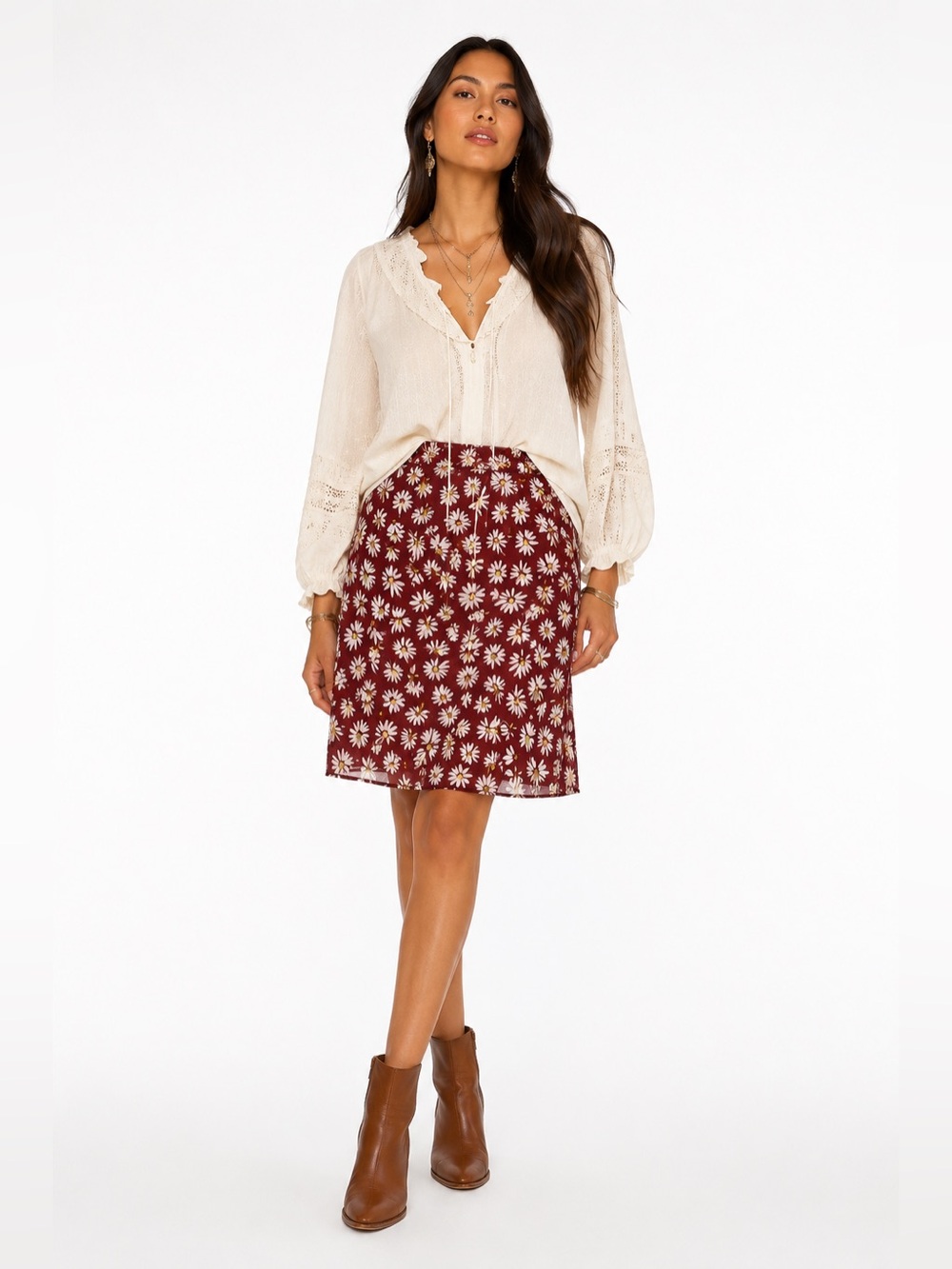 J.Crew Collection NWT Burgundy Daisy Floral‎ Sequin Embellished Skirt L
